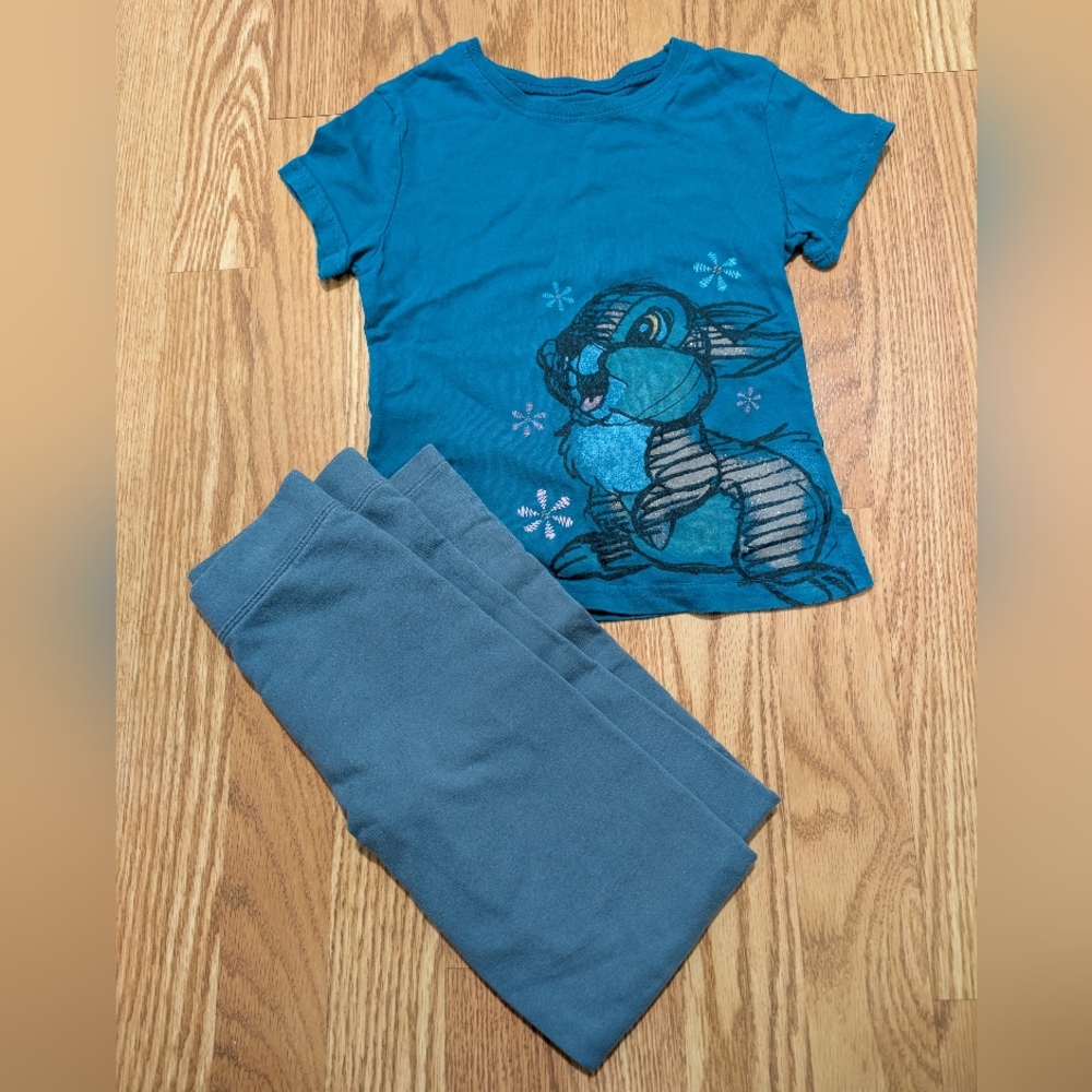 Girls Disney Bambi Thumper T-shirt Primary Leggings - Short Sleeve Top & Pants 6